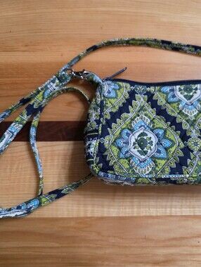 Vera Bradley Quilted Crossbody Bag in Navy & Green